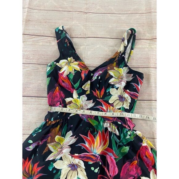 Maxine Of Hollywood Women's Black Floral Skirtini One Piece - 8 - Picture 5 of 12